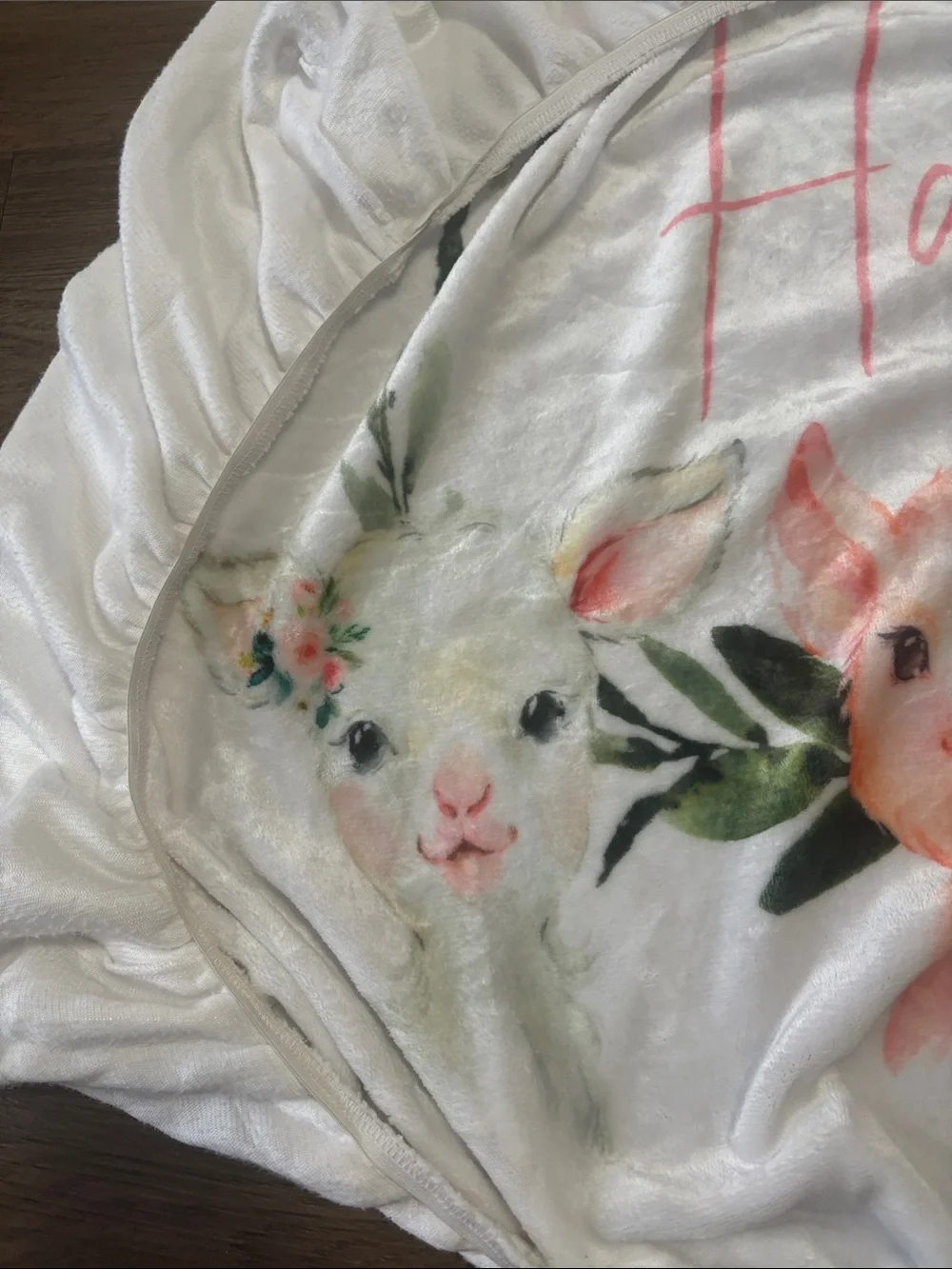 Unlisted White Floral Nursery Fitted Sheet with Pink Name
